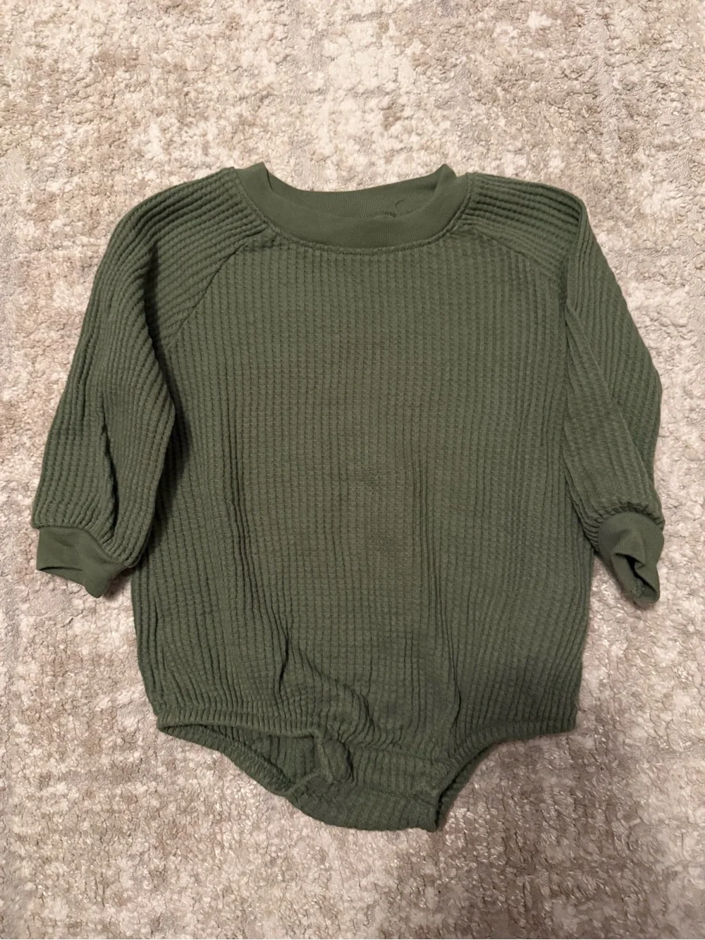 Old Navy Olive Green Waffle Knit Baby One-Piece Bodysuit size 12/18M